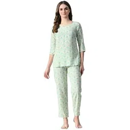 ichaa Women's Printed Rayon Night Wear Top and Bottom Night Suit Set-picture-26