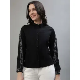 Iconic Black Cotton Logo Work Shirt-picture-30