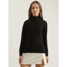 Iconic Black Cotton Plain Sweater-picture-11