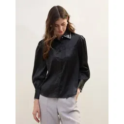 Iconic Black Embellished Regular Fit Shirt-picture-42