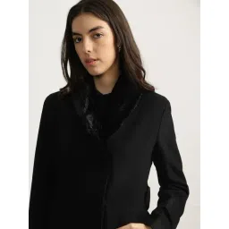 Iconic Black Regular Fit Overcoat image 5