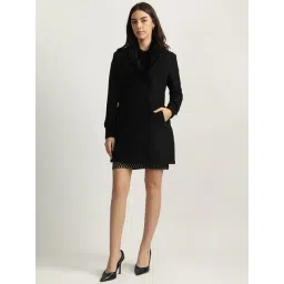 Iconic Black Regular Fit Overcoat image 4