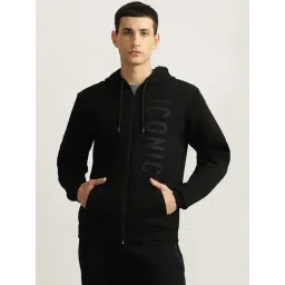 Iconic Black Regular Fit Printed Hooded Sweatshirt-picture-27