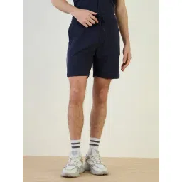 Iconic Blue Cotton Regular Solid Shorts-picture-34