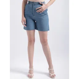 Iconic Blue Mid Rise Shorts-picture-30