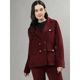 Iconic Cotton Notched Lapel Collar Double Breasted Blazers-picture-17