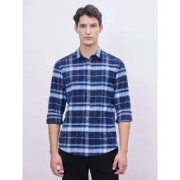 Iconic Fashion Blue Regular Fit Checked Shirt-picture-31