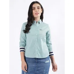 Iconic Green Cotton Striped Shirt-picture-28