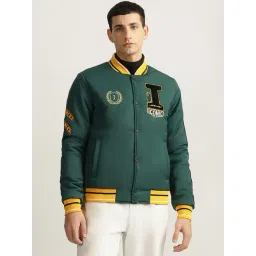 Iconic Green Regular Fit Printed Bomber Jacket-picture-20