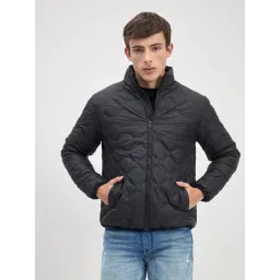 Iconic Men Black Quilted Regular Fit Hoodie Jacket-picture-35