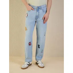 Iconic Men Blue Solid Pure Cotton Loose Fit Jeans image 1