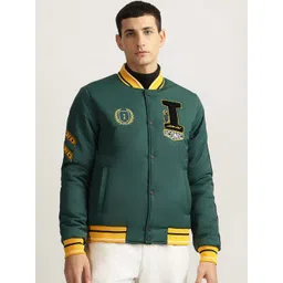 Iconic Men Geometric Bomber with Embroidered Jacket-picture-11