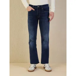 Iconic Men Navy Blue Solid Boot Cut Jeans-picture-25