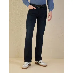 Iconic Men Navy Blue Solid Boot Cut Jeans-picture-31