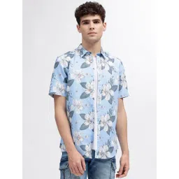 Iconic Men Printed Regular Fit Linen Shirt-picture-17
