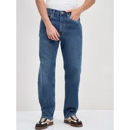 Iconic Men Regular Fit Mid-Rise Mildly Distressed Light Fade Stretchable Jeans-picture-11