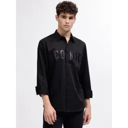 Iconic Men Typography Regular Fit Cotton Shirt-picture-45