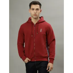Iconic Red Regular Fit Hooded Jacket-picture-40