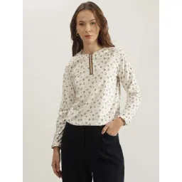 Iconic White & Brown Cotton Printed Top-picture-41