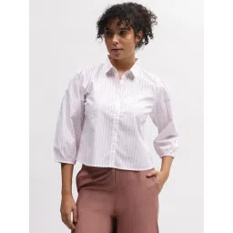 Iconic White & Coral Striped Shirt-picture-29