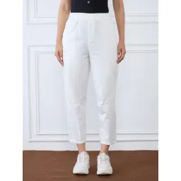 Iconic White Polyester Solid Pants-picture-46