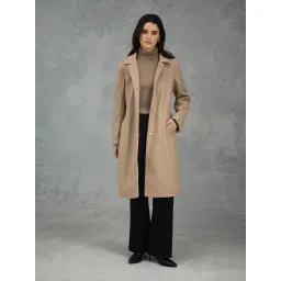 Iconic Women Brown Solid Collared Overcoat-picture-14