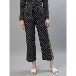 Iconic Women Cotton Printed Straight Fit Regular Trousers-picture-33