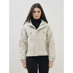 ICONIC Women Grey High Neck Regular Fit Hooded Jacket-picture-12