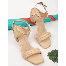 ICONICS Beige Block Sandals with Bows-picture-22