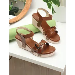 ICONICS Open Toe Wedge Heels With Buckles-picture-35