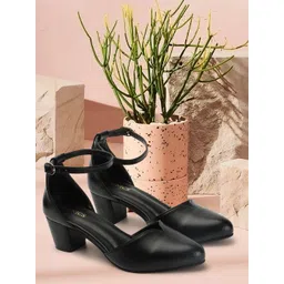 ICONICS Pointed Toe Block Pumps With Ankle Loop-picture-37