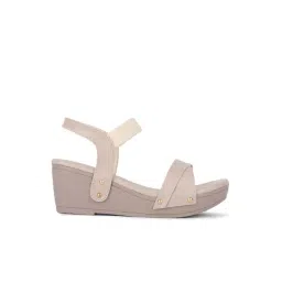 Iconics Women's Cream Ankle Strap Wedges-picture-26