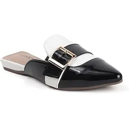 iconics Women's Two-Tone Buckle Pointed-Toe Mules-picture-44