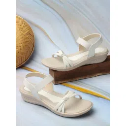 Iconics Women's White Back Strap Wedges-picture-40
