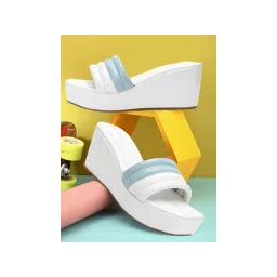 Iconics Womens White Color Slip On Textured Comfortable Wedges-picture-12