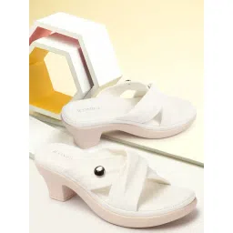 Iconics Women's White Cross Strap Sandals-picture-36