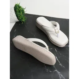 Iconics Women's White Thong Wedges-picture-35