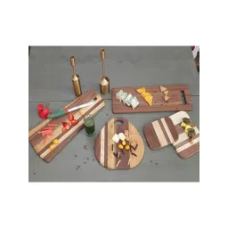 ICRAFT Aura Brown & Cream Walnut Wood Chopping Board - Set of 1-picture-13