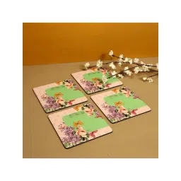 ICRAFT Groovy Mint Series Green & Beige Mdf Trivet - Set of 4-picture-48