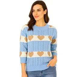 icw Women's Korean Chic Knitted Long Sleeve Round Neck Pullover Top T-Shirt Sweater DN36 (One Size Fit S-M-L)-picture-17