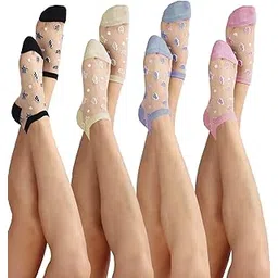 icw Women's Net Mesh Insert Ankle Length Sheer Socks-picture-38