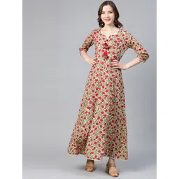Idalia Women Green & Pink Printed Maxi Dress-picture-20