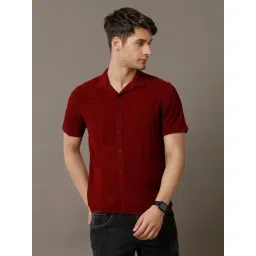 Identiti Maroon Slim Fit Shirt-picture-17