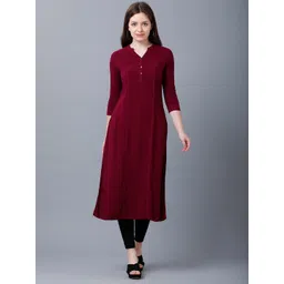 IDENTITI Women Maroon Roll Up Sleeve Kurta-picture-22