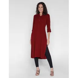 IDENTITI Women Maroon Solid Kurta-picture-23