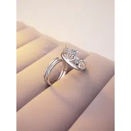 Iga collection Unisex Set Of 2 Stainless Steel Stones Studded Finger Rings-picture-25