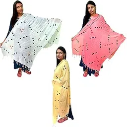 ignoto Women's Cotton Blended Dupatta || Multicolor Printed dots work-picture-56