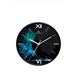 IIK COLLECTION Black & Blue Printed Round Contemporary Wall Clock-picture-19