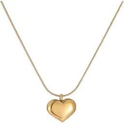 iisus jewels Gold-Plated Heart Pendant Necklace | With Anti-Tarnish Stainless Steel Quality and Hypoallergenic Property | Minimalist & Trendy Snake Chain Design | With Free Travel Pouch Included-picture-34