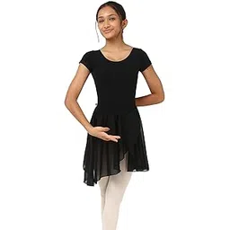 IKAANYA Girls Ballet Combo - Short Sleeves Leotard or Bodysuit and Elastic Band Skirt - Ideal for Ballet, Dance, Gymnastics, and Performance (Ages 3-15)-picture-27